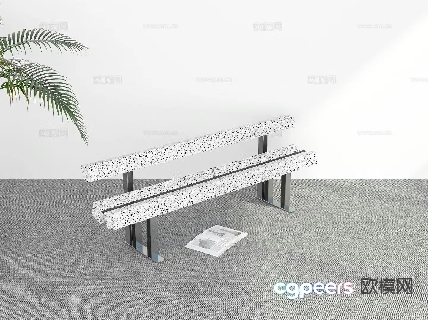 Modern outdoor chair bench public chair 3d model