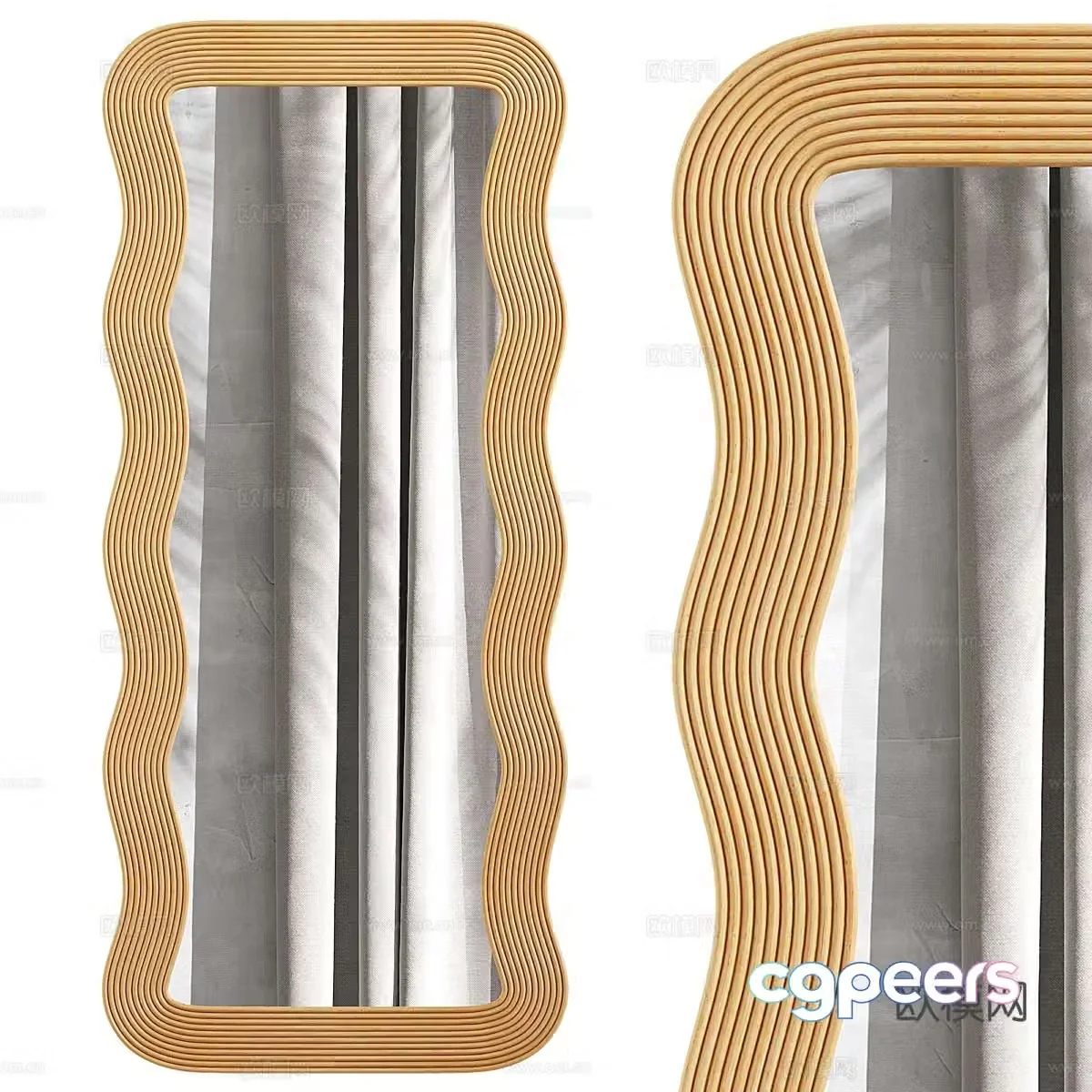 Modern cream style decorative mirror 3d model