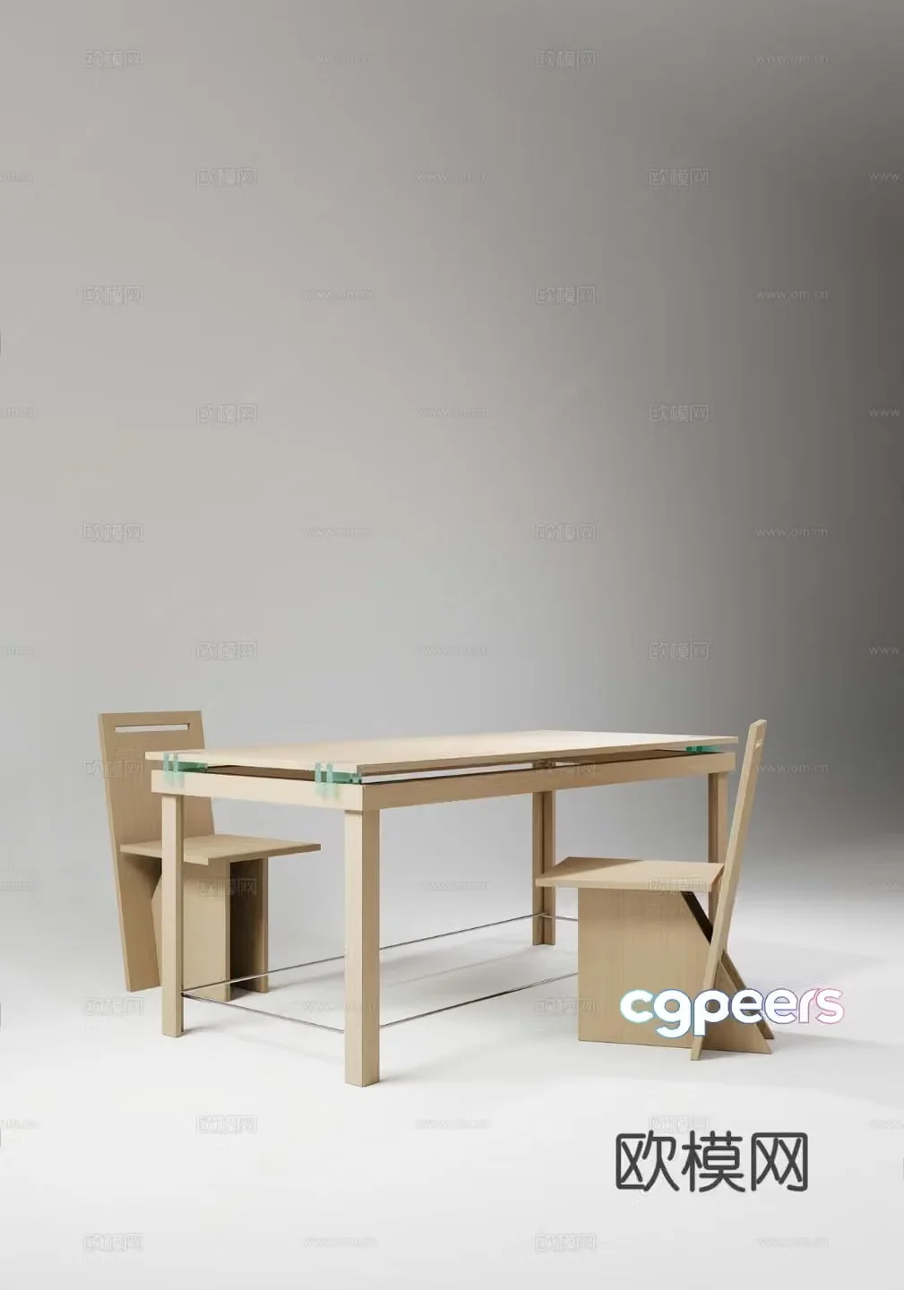 Log-style dining table modern minimalist dining table chair glass dining table acrylic dining table modern minimalist 3D model