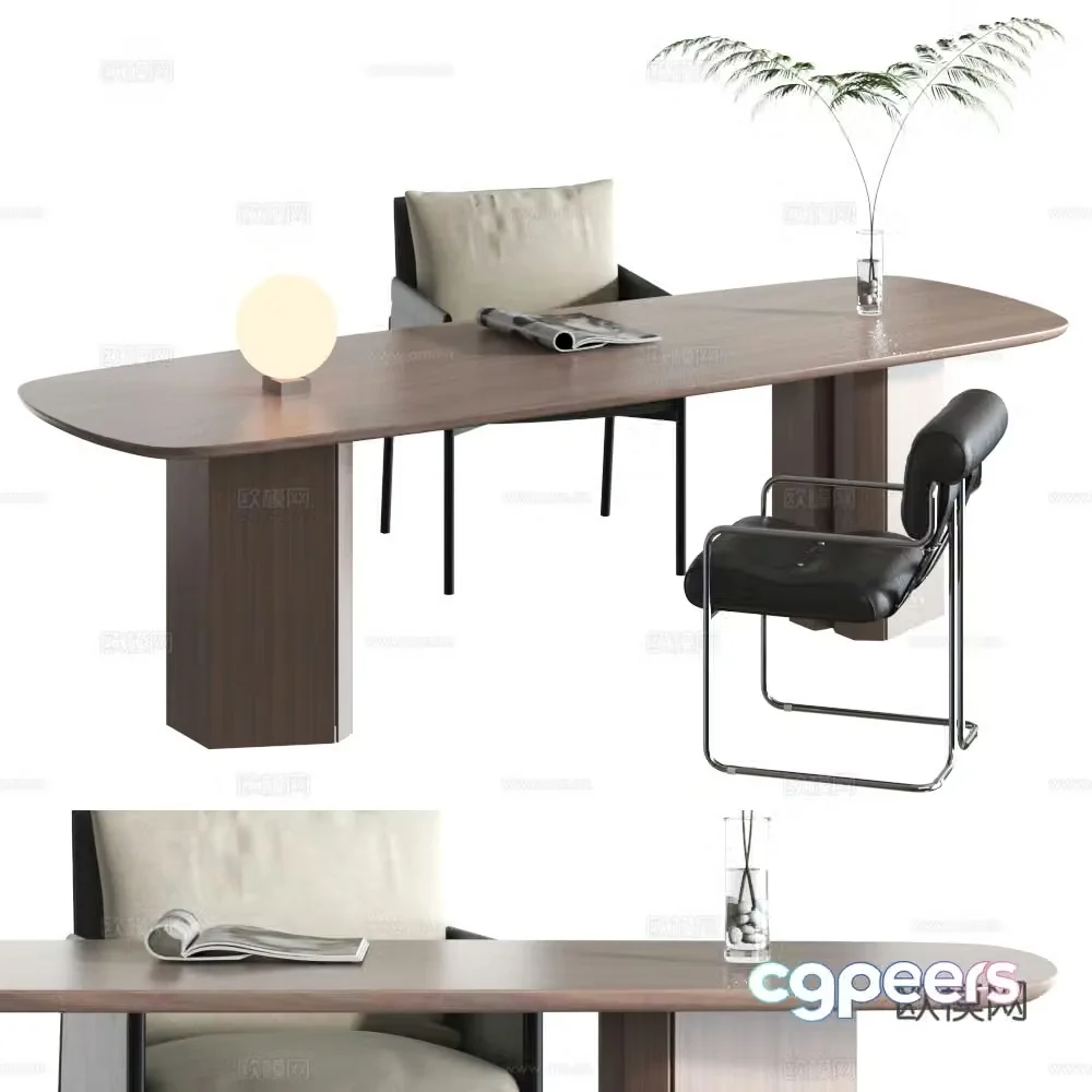 Large table modern desk office desk boss desk work desk desk 3d model