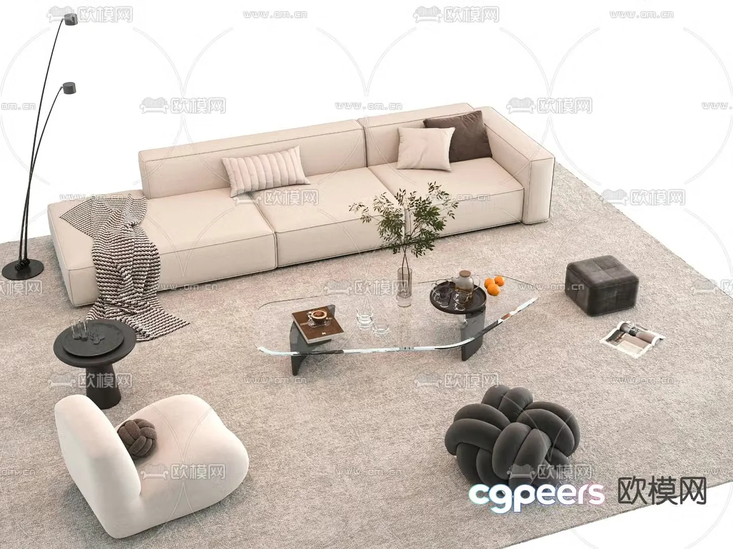 Modern sofa coffee table 3d model