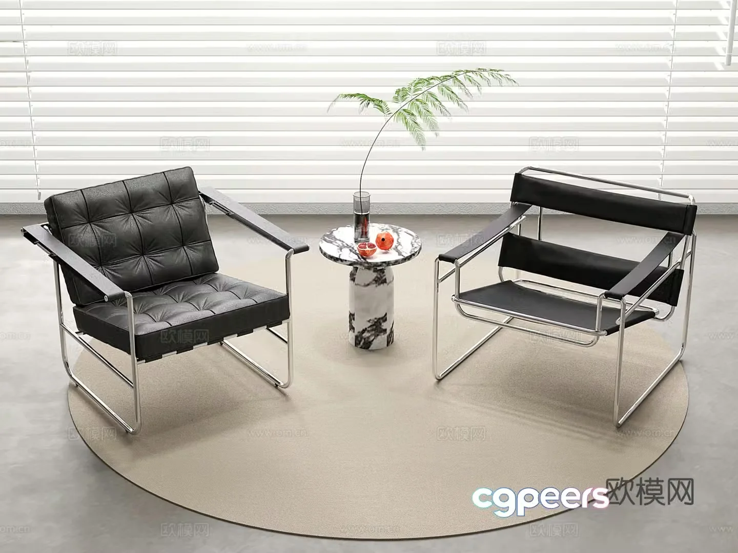 Modern metal lounge chair leather lounge chair 3d model