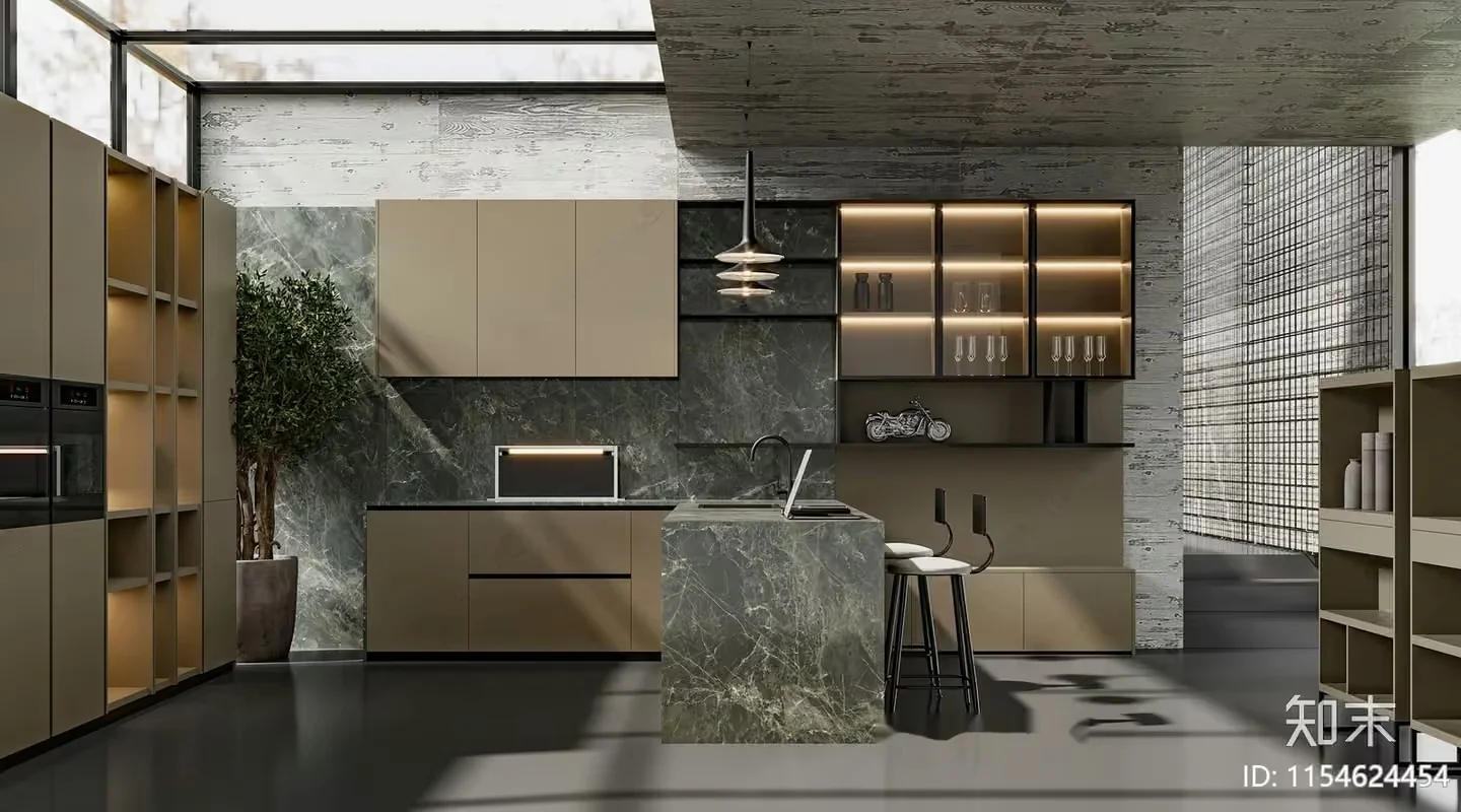 Modern Kitchen Design 3D Model – 13355 – VRAY Render
