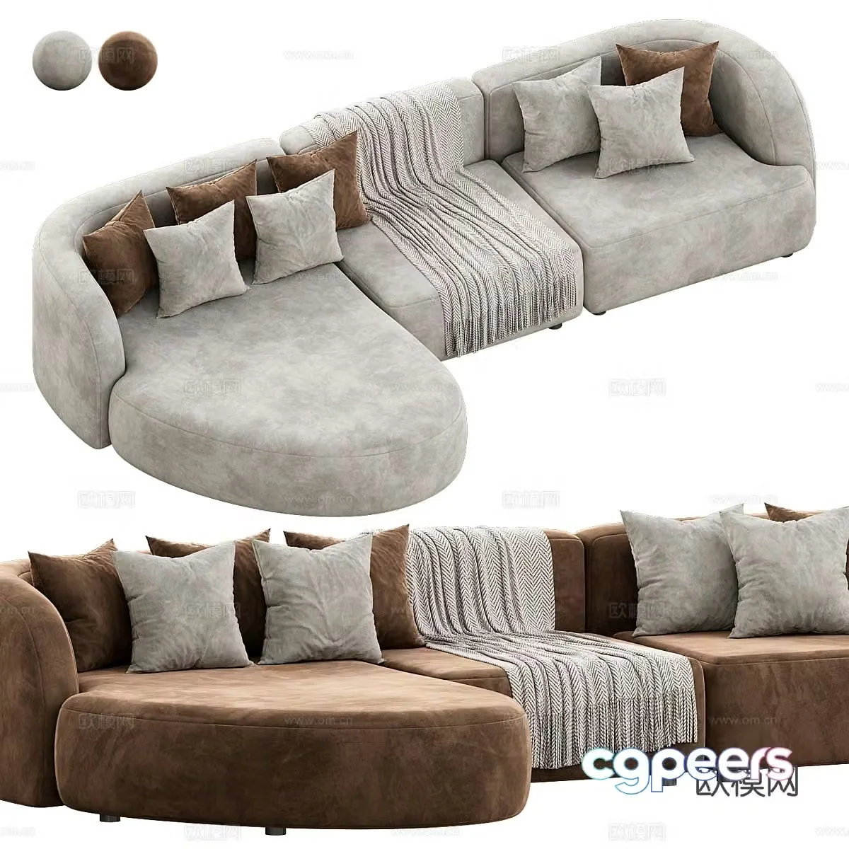 Multi-person sofa corner sofa 3d model