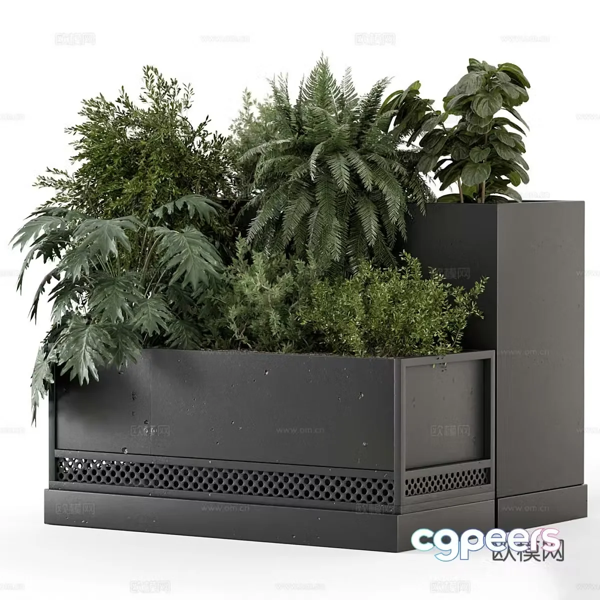 Outdoor flower box flower bed plant bonsai 3d model