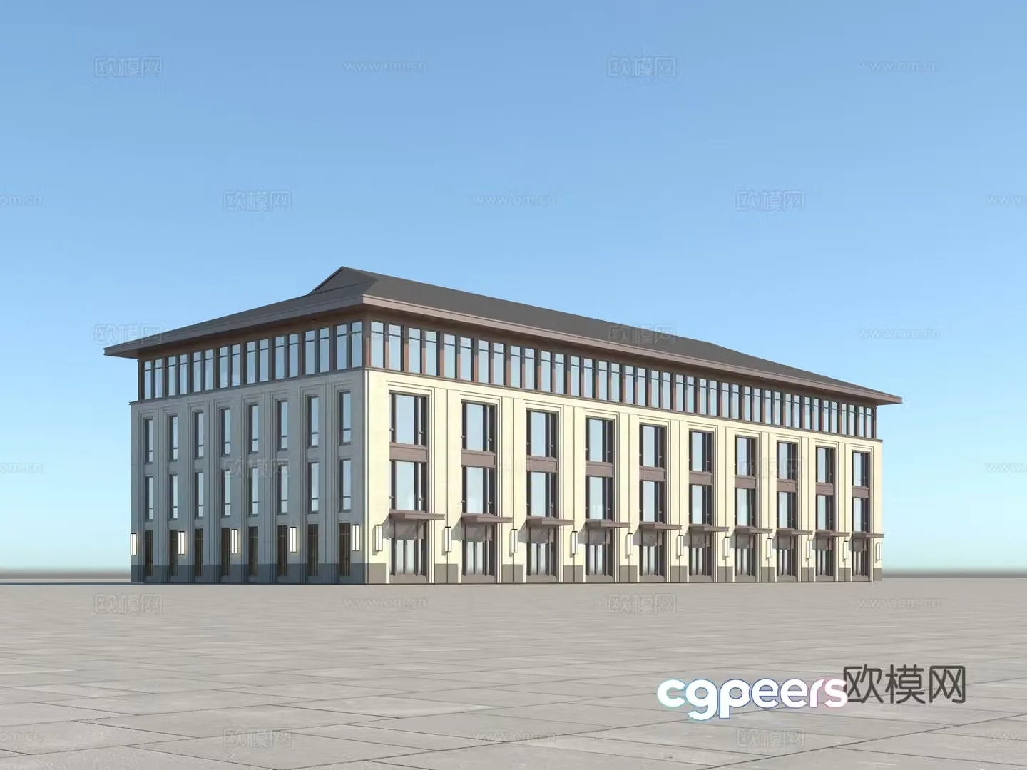 New Chinese Teaching Building Dormitory 3D model