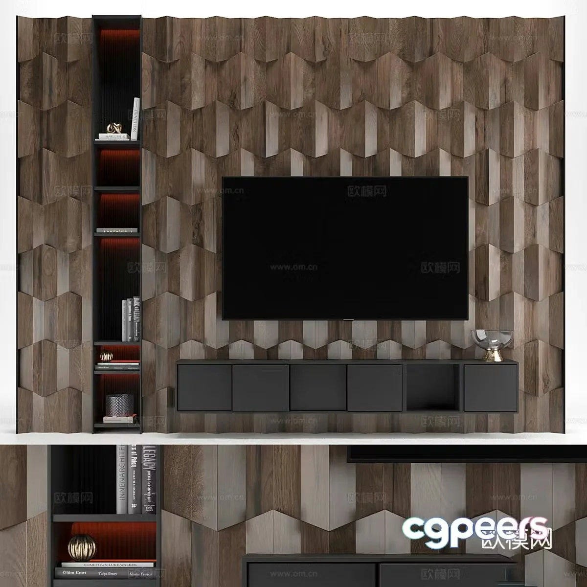 Modern Italian light luxury TV background wall 3d model