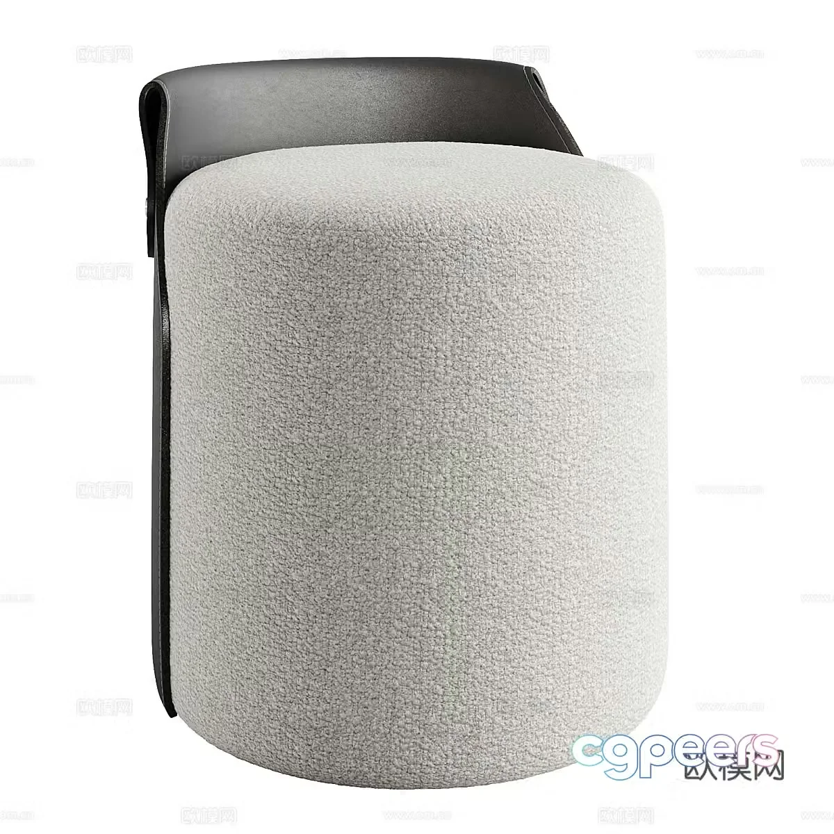 Modern Italian wall decoration leather fabric round stool 3D model