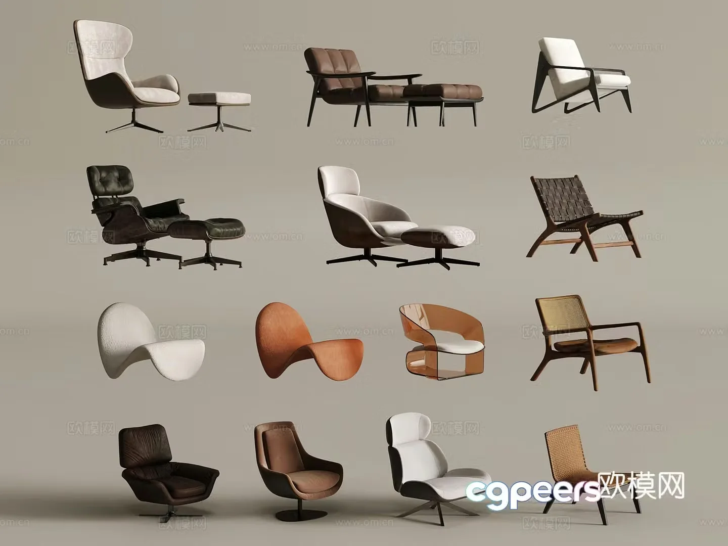Leisure chair modern leisure chair combination 3d model