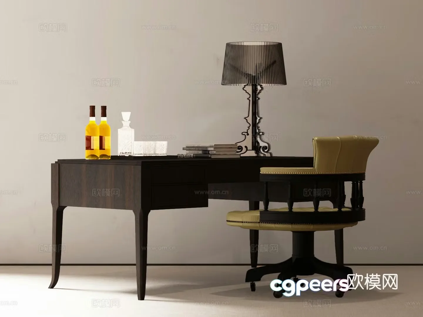 Modern French desk and chair French desk and chair 3d model