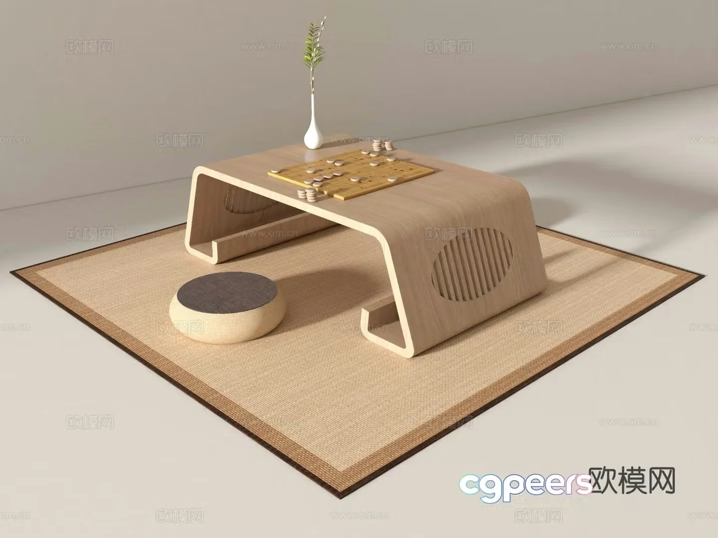 New Chinese chess board chess table and chairs 3D model