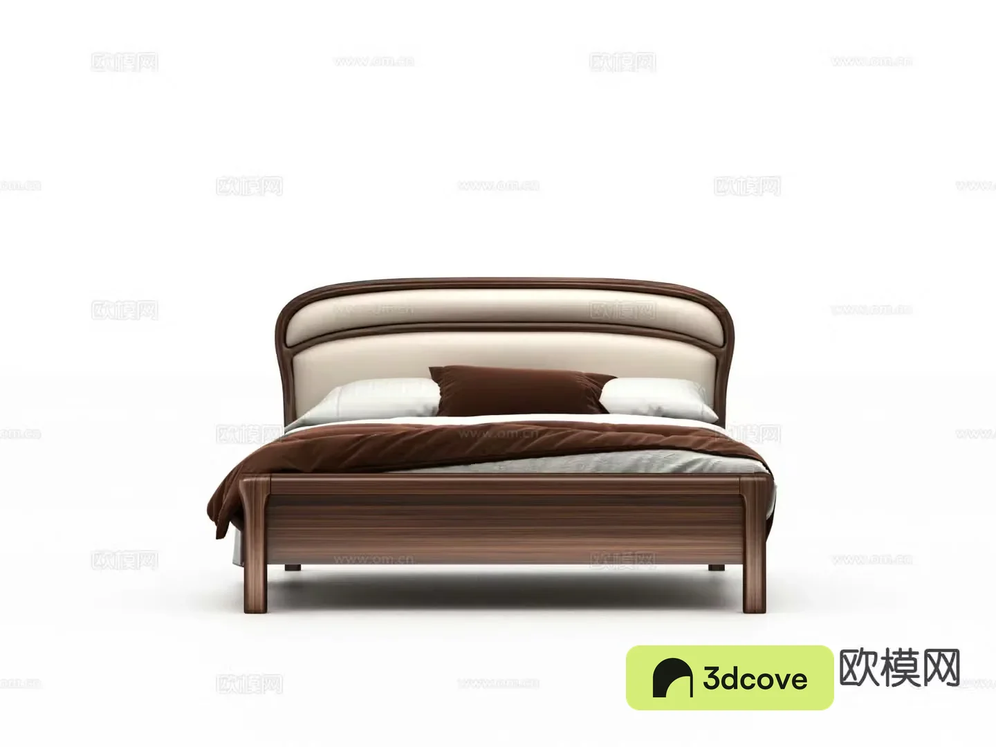 Modern solid wood bed double bed leather bed