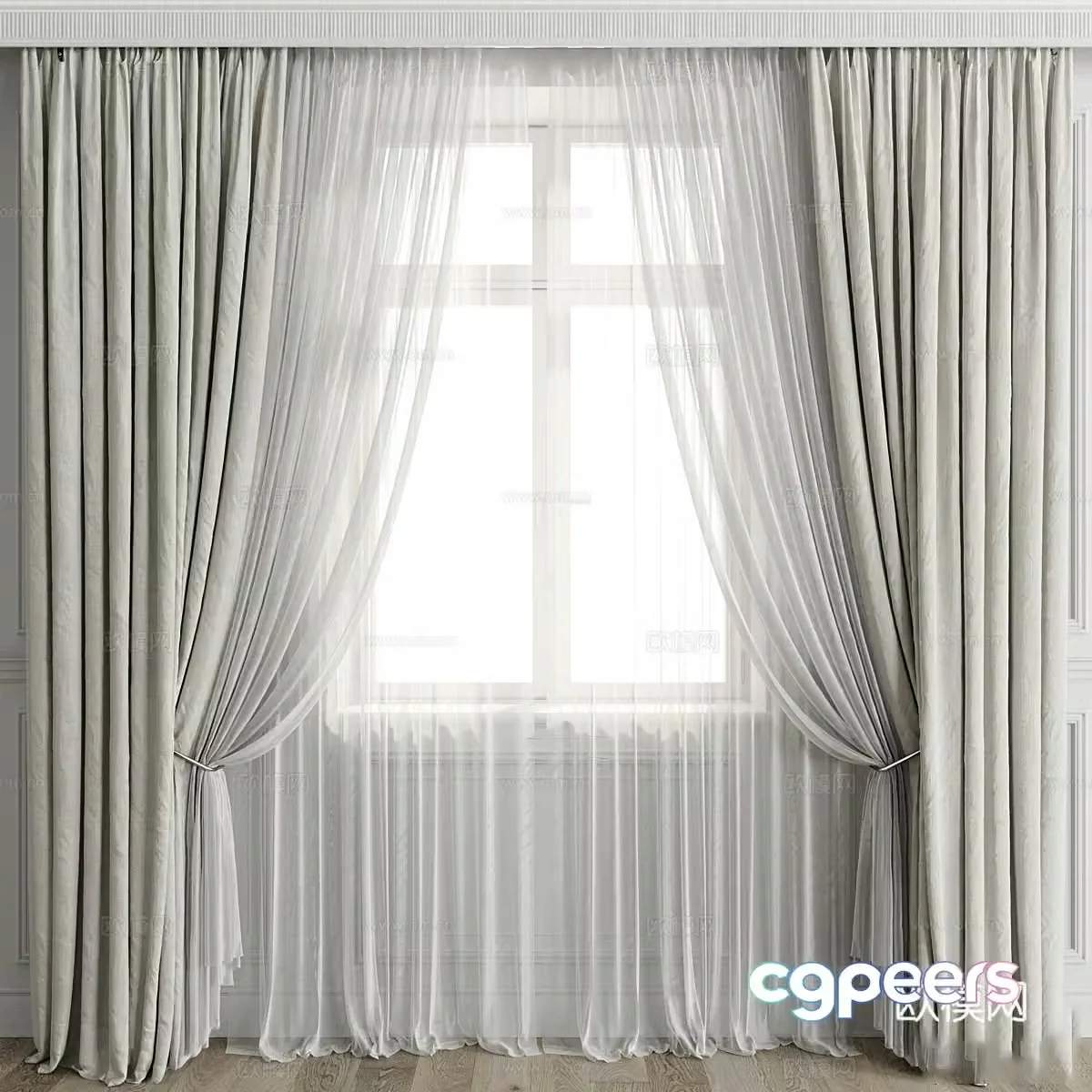 New Chinese style fabric curtain 3D model