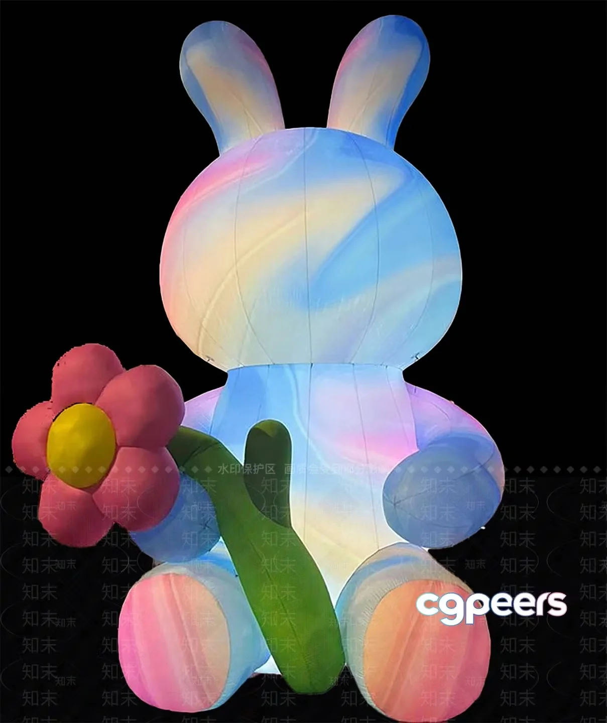 A Large Colorful Bunny Decoration 3D Model – 17733 – VRAY Render