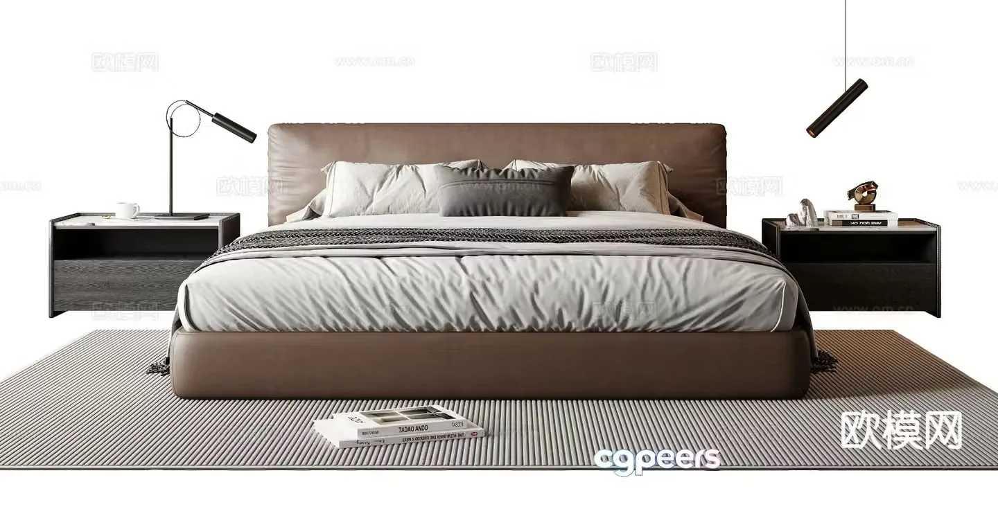 Italian double bed 3d model