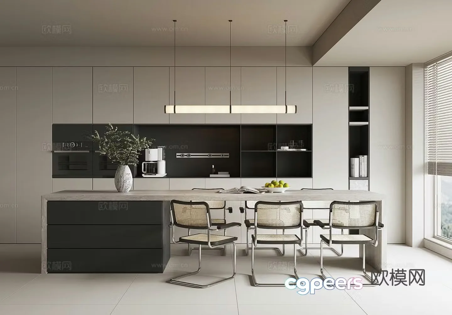 Modern island restaurant 3d model