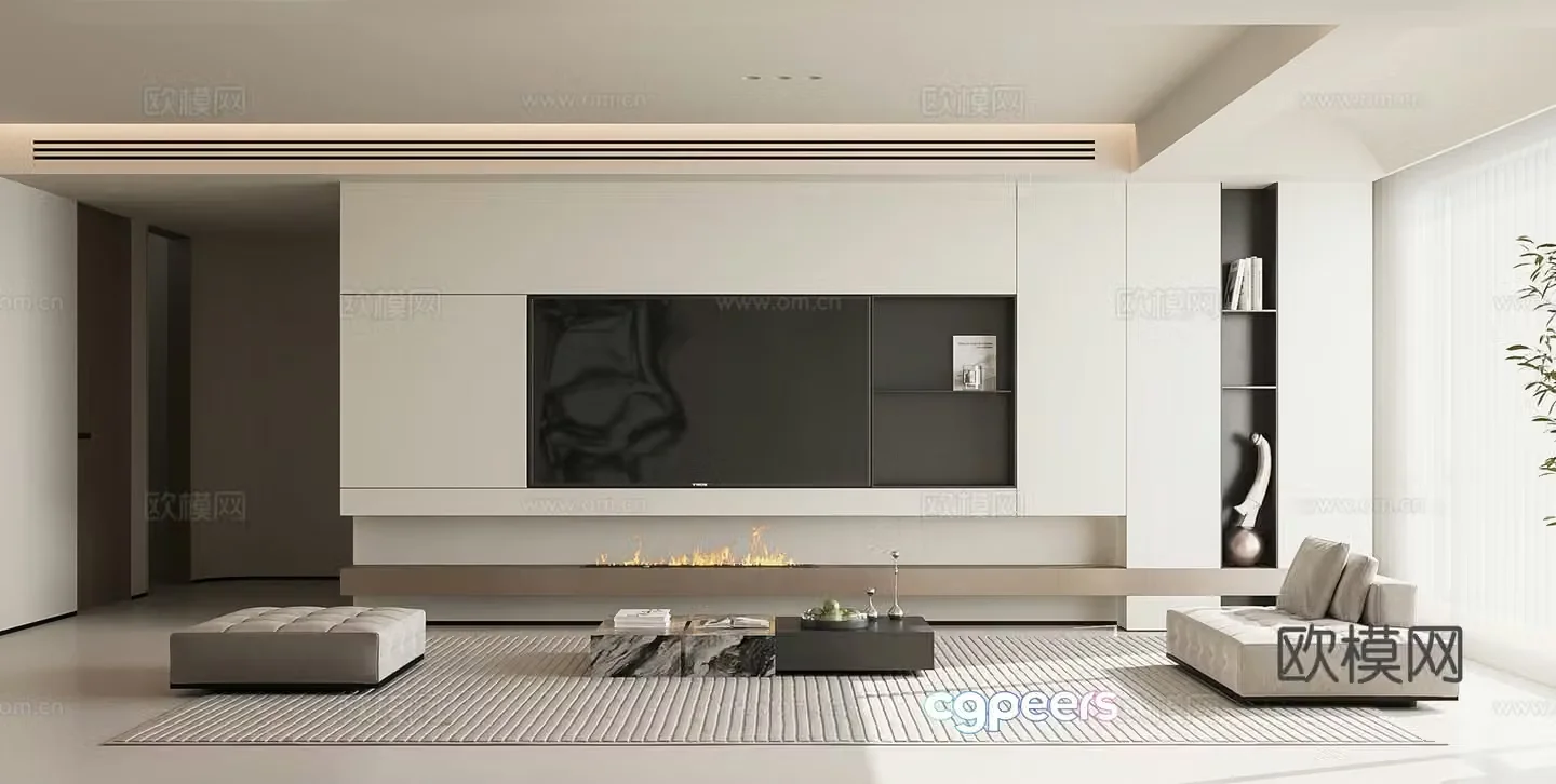Modern TV background wall 3d model