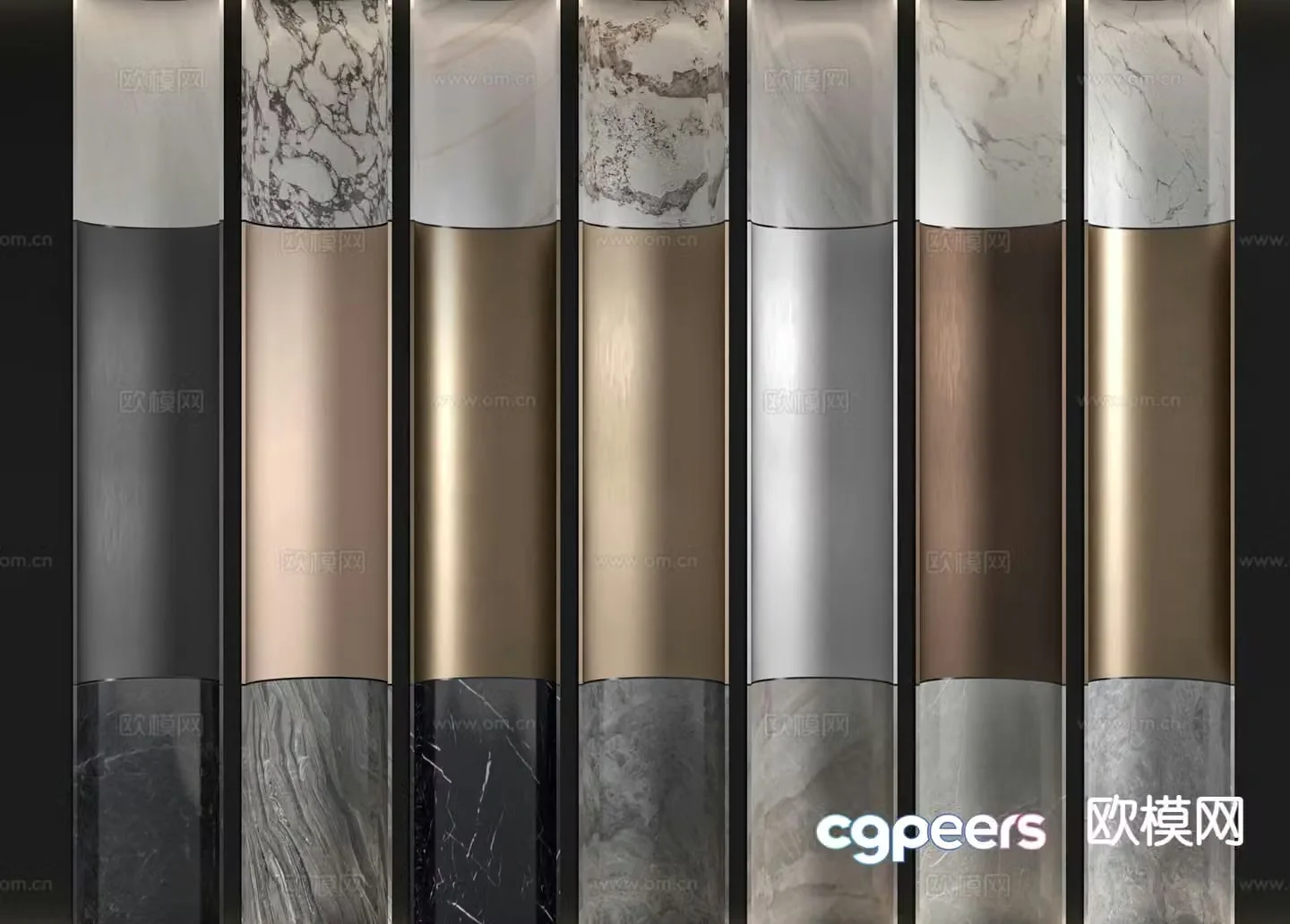 Metal wall panel wall trim marble slab 3d model
