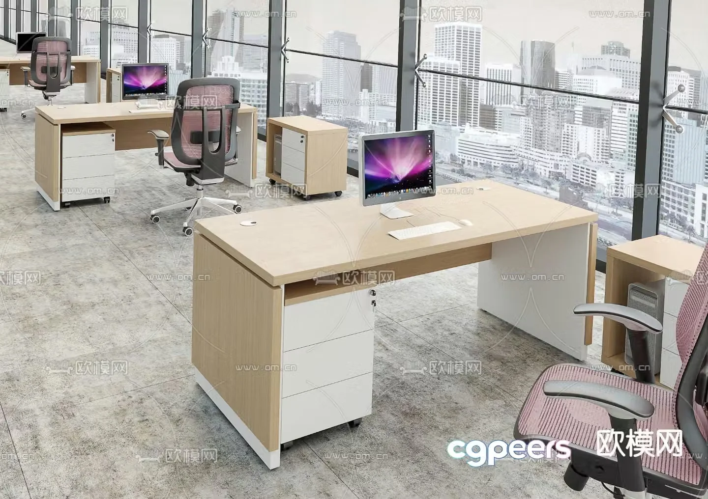 Office desk and chair work station 3d model