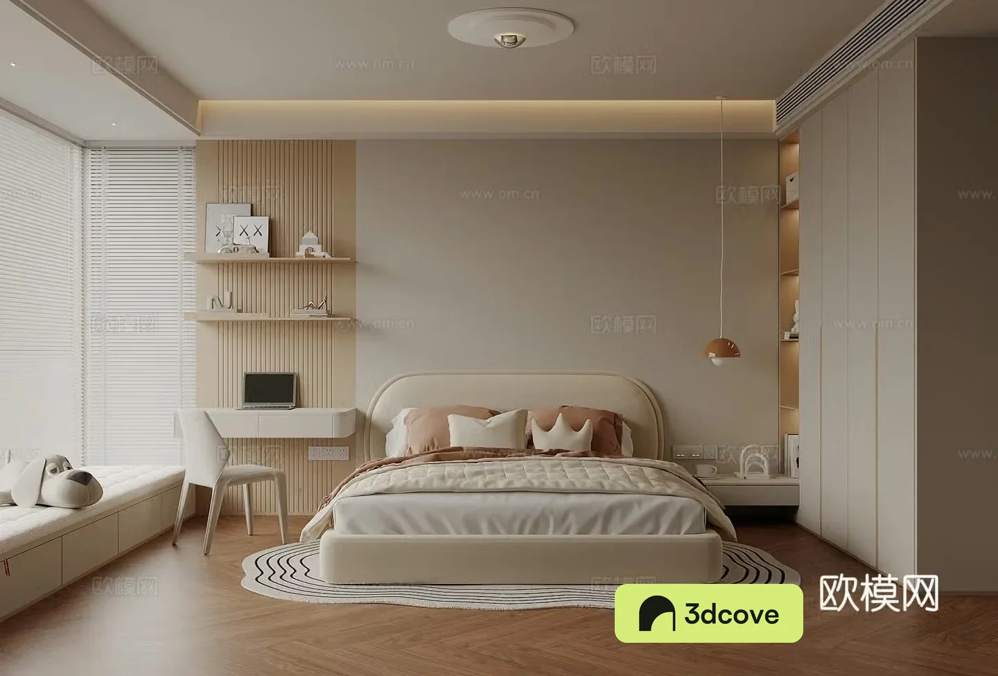 Modern bedroom Children’s room Double bed Desk