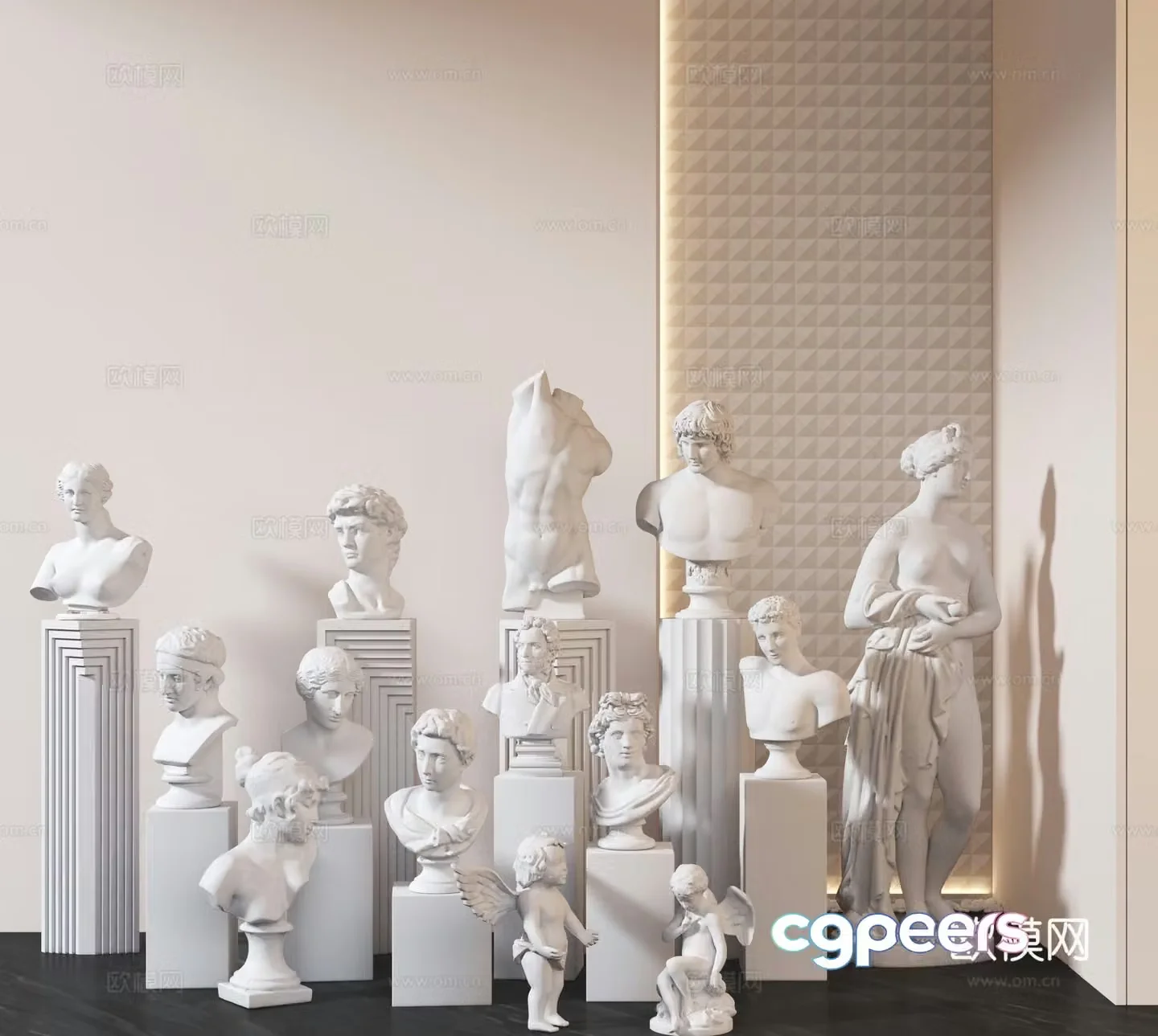 Plaster statue Angel sculpture David sculpture Ornament 3D model