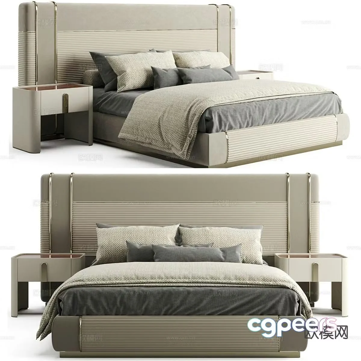 Modern double bed 3d model