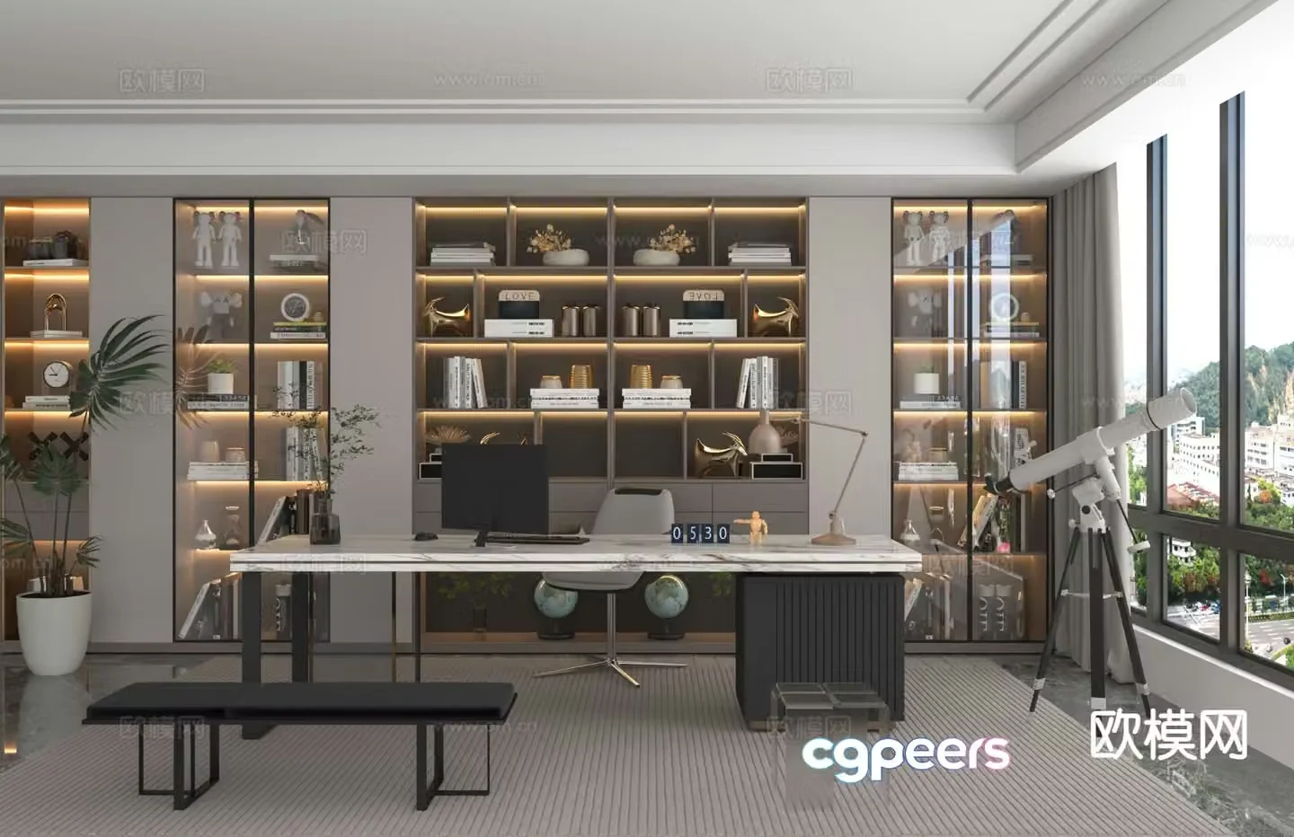 Modern study room 3d model