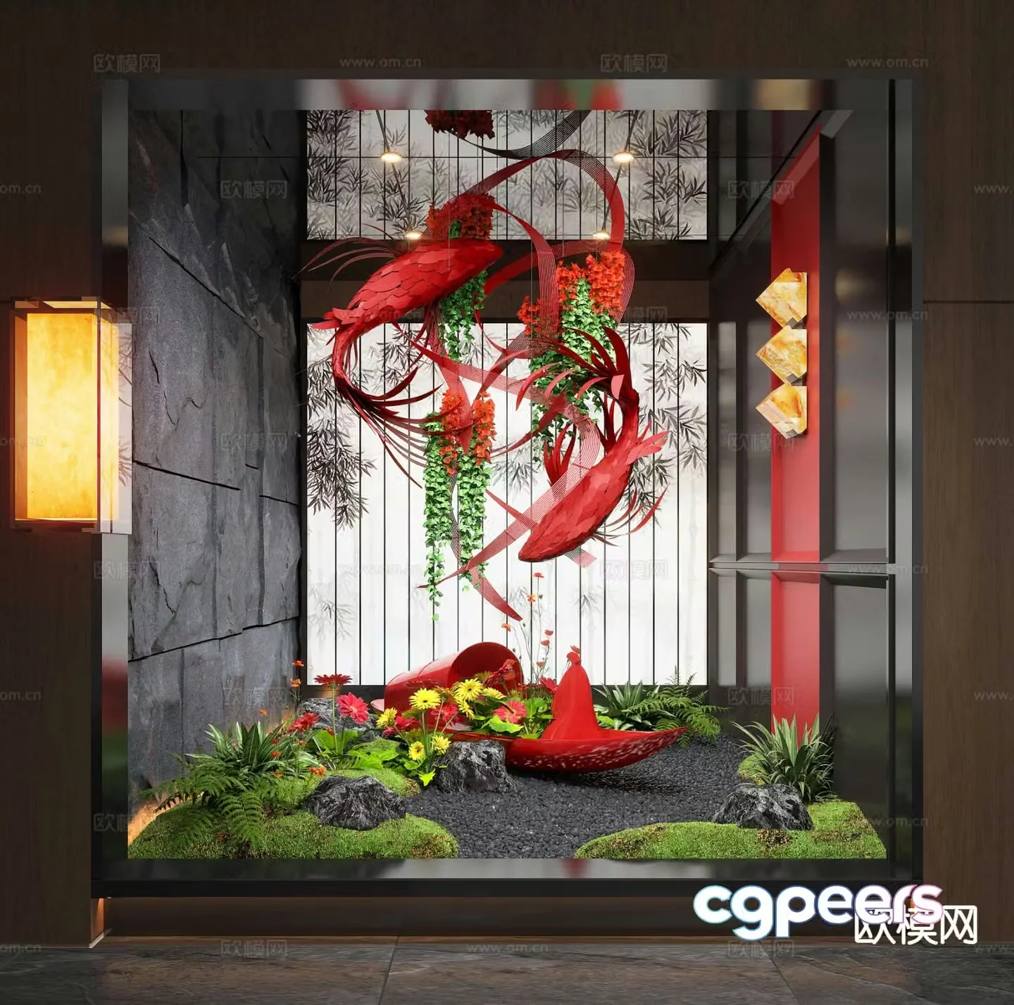 Modern interior landscape interior landscaping 3d model