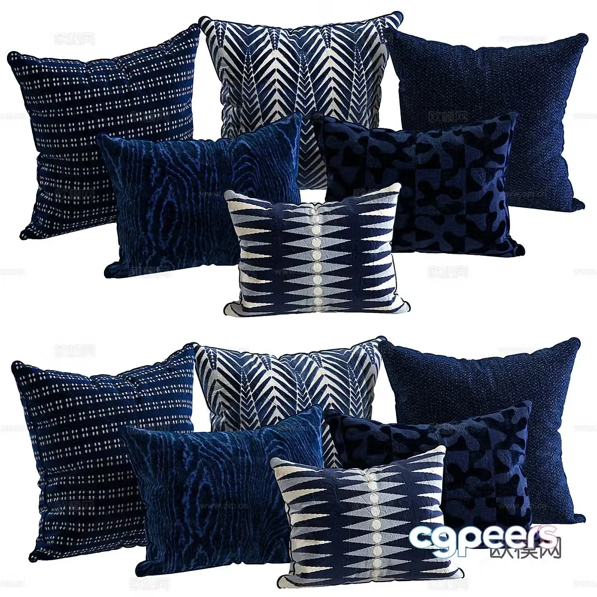 New Chinese style fabric pillow 3D model