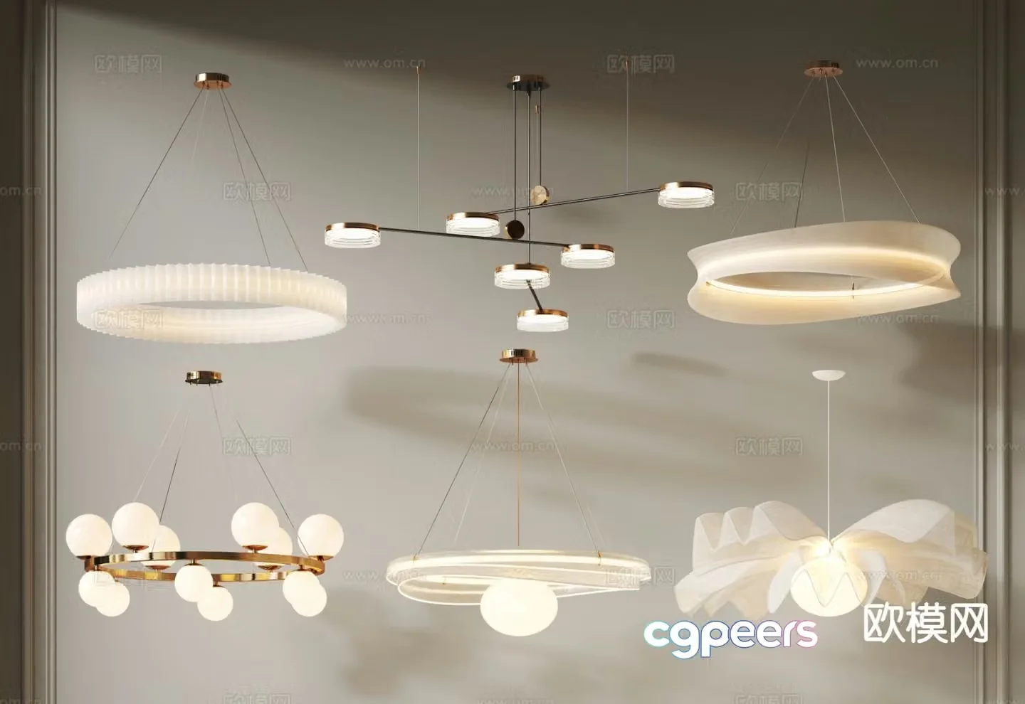 Multi-head chandelier glass chandelier 3d model