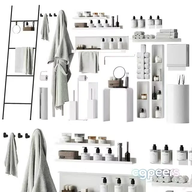 3ds Max Free – Set of bathroom accessories and decor 2
