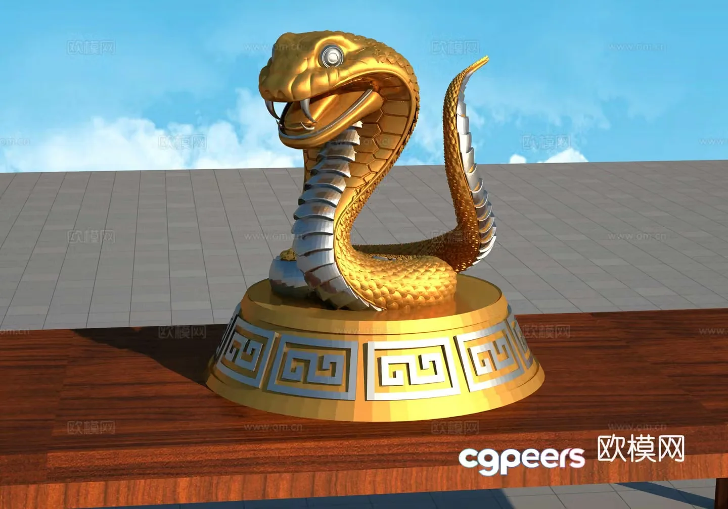 Snake cartoon ornament 3d model