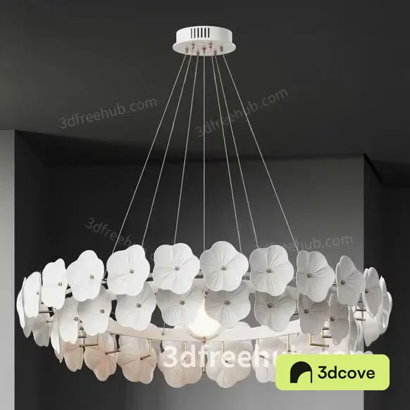 A White Chandelier With Flower-Shaped Decorations