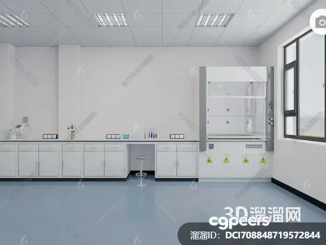 A Laboratory With White Cabinets And Counters 3D Model – 1017 – VRAY Render