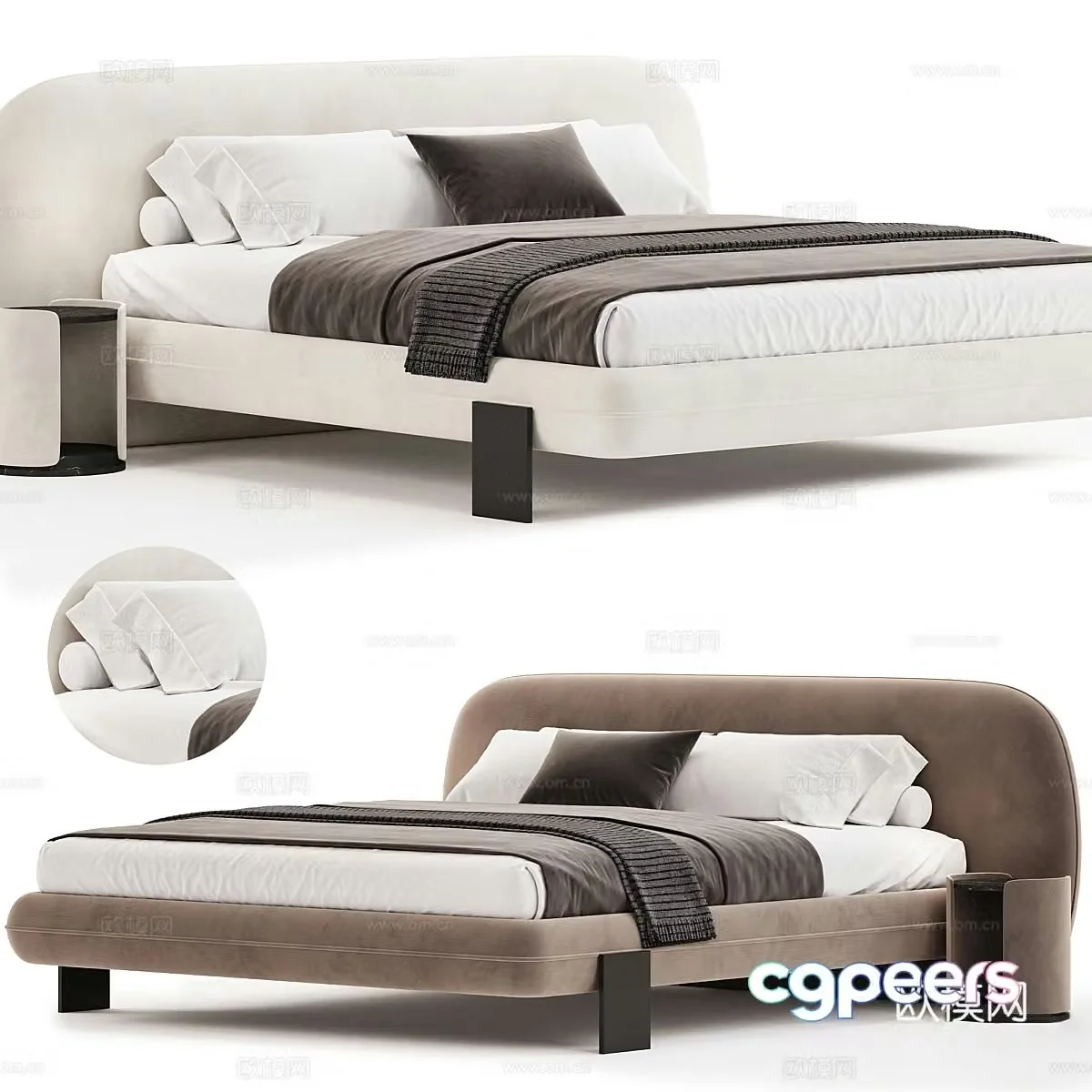 Modern double bed 3d model