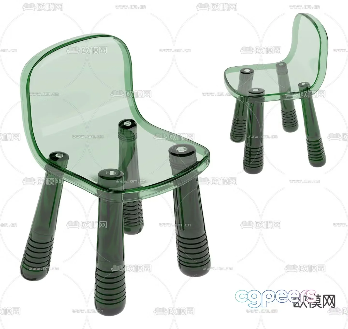 Acrylic single chair casual chair backrest chair 3d model