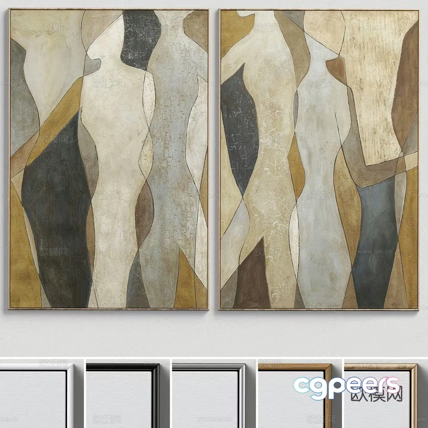 Wabi-sabi painting texture painting decorative painting hanging painting 3D model
