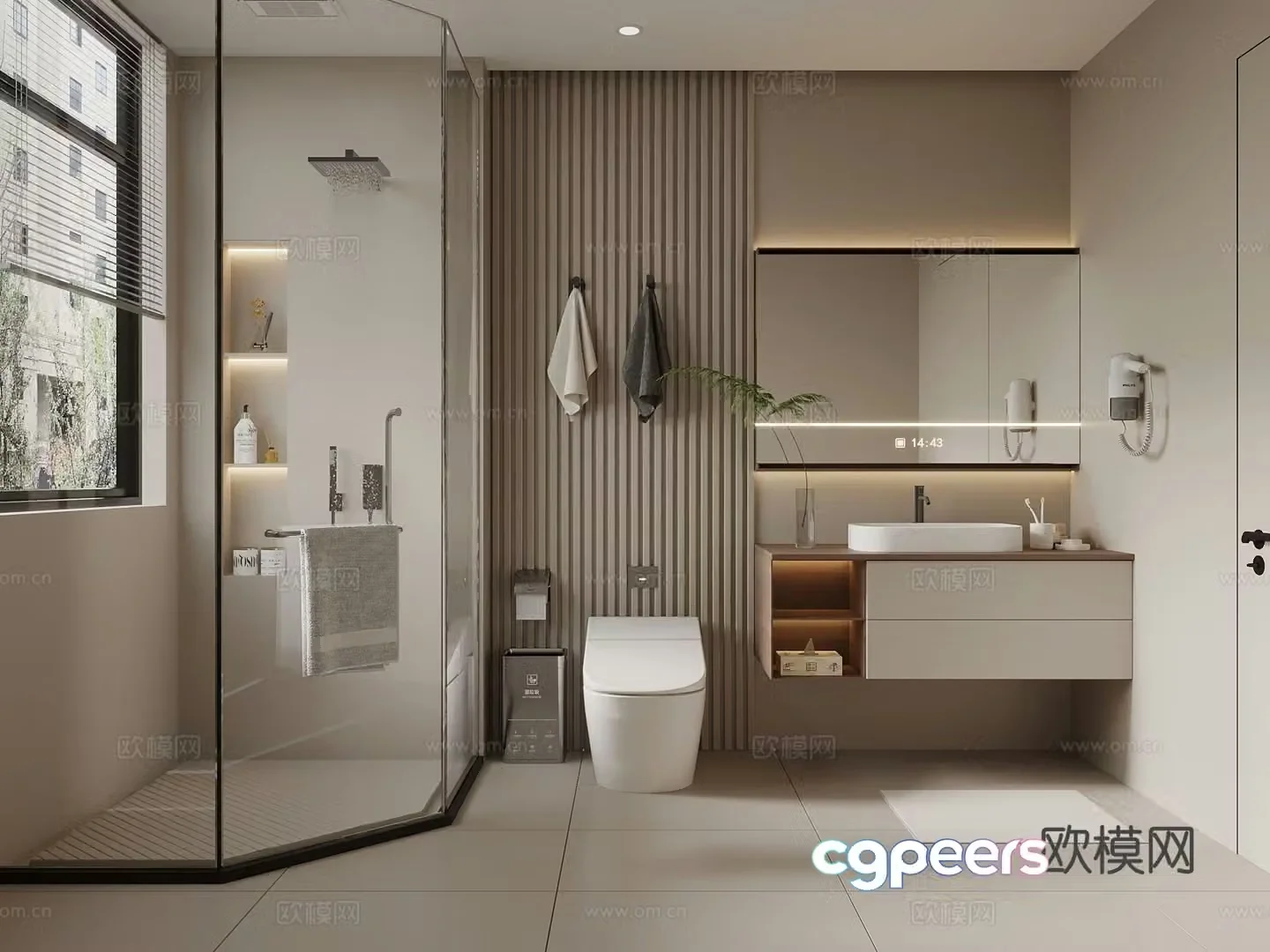Modern bathroom main bathroom towel rack toiletries 3D model