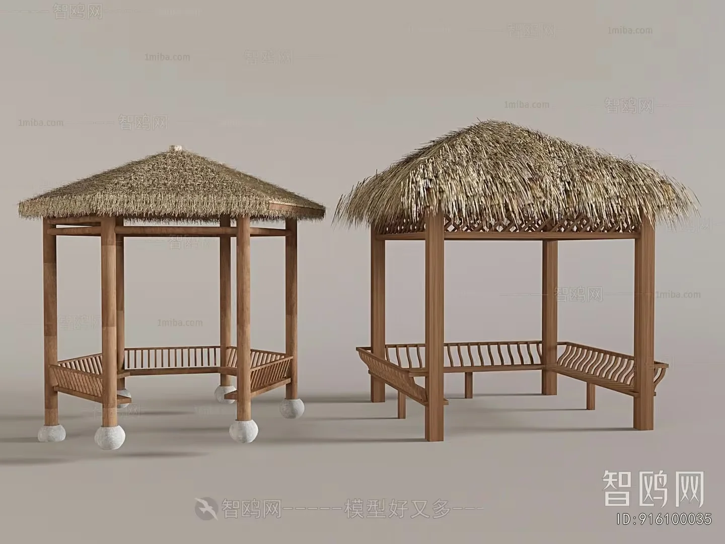 Tropical Hut With Thatched Roof 3D Model – 13313 – VRAY Render