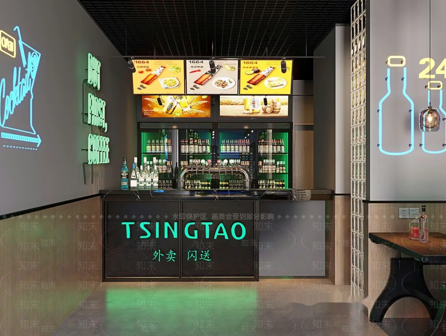 A Modern Bar Area 3D Model – 18139 – VRAY Render