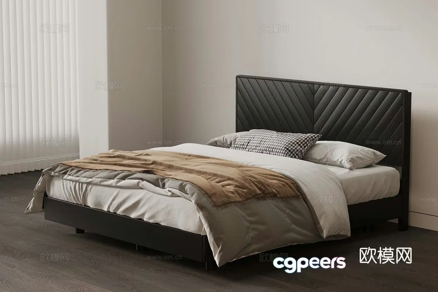 Modern Italian double bed 3d model