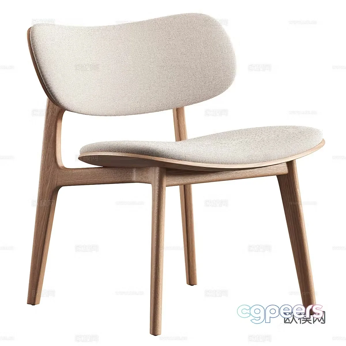 New Chinese Sinni Oak Leisure Chair 3D Model