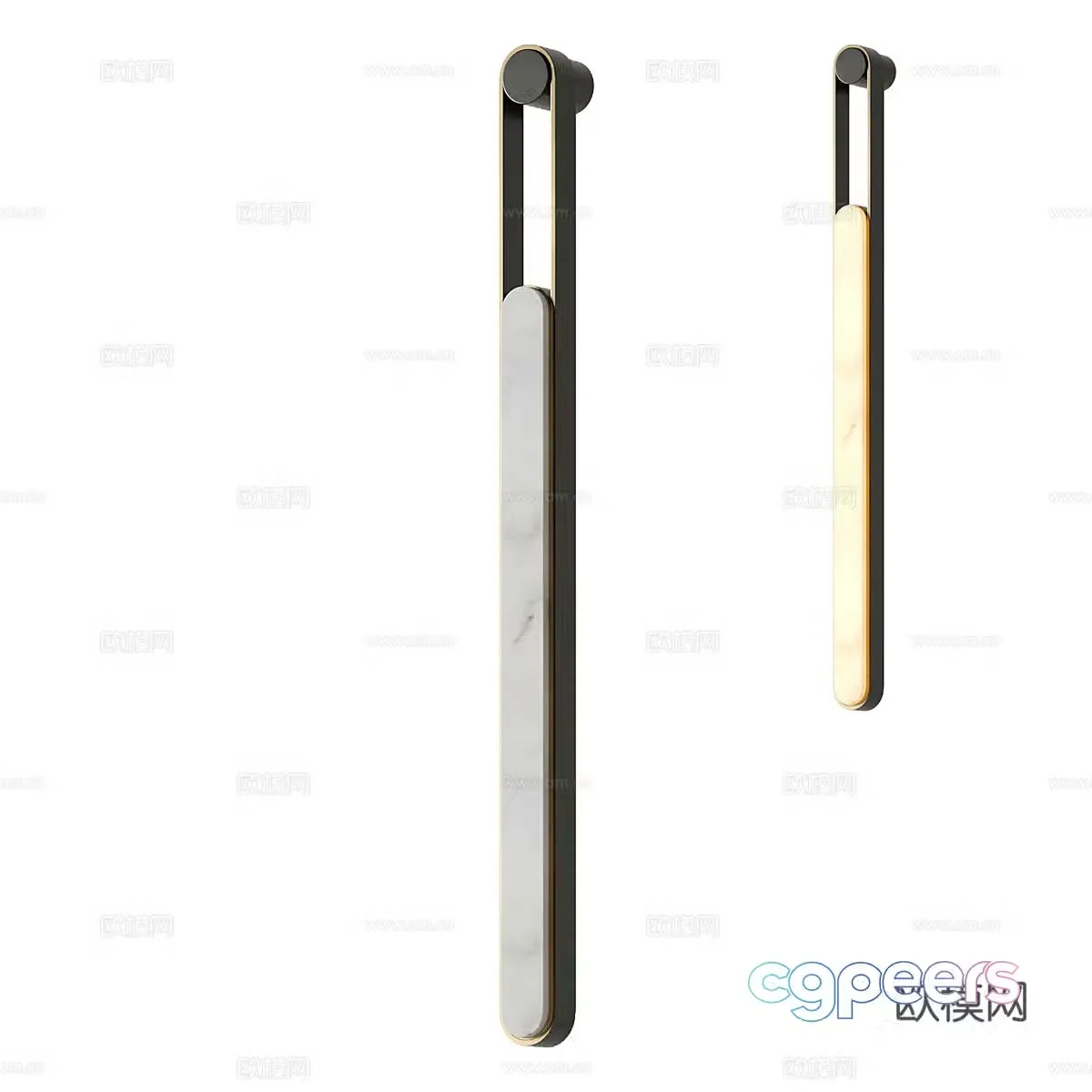 Modern light luxury minimalist metal long strip wall light 3D model