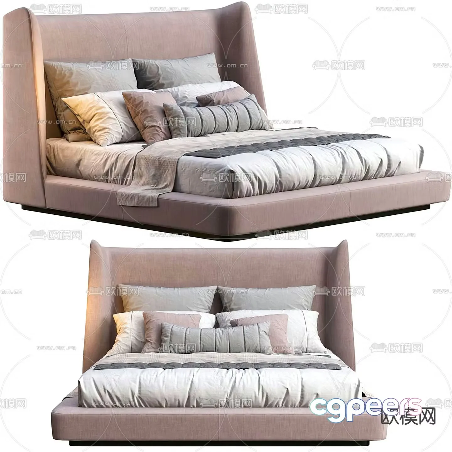 Modern double bed 3d model
