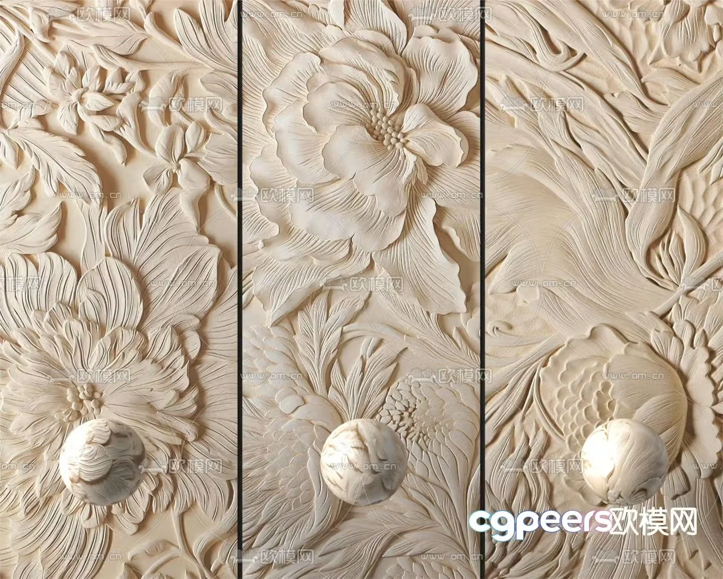 Sandstone relief stone carving board engraving components 3d model