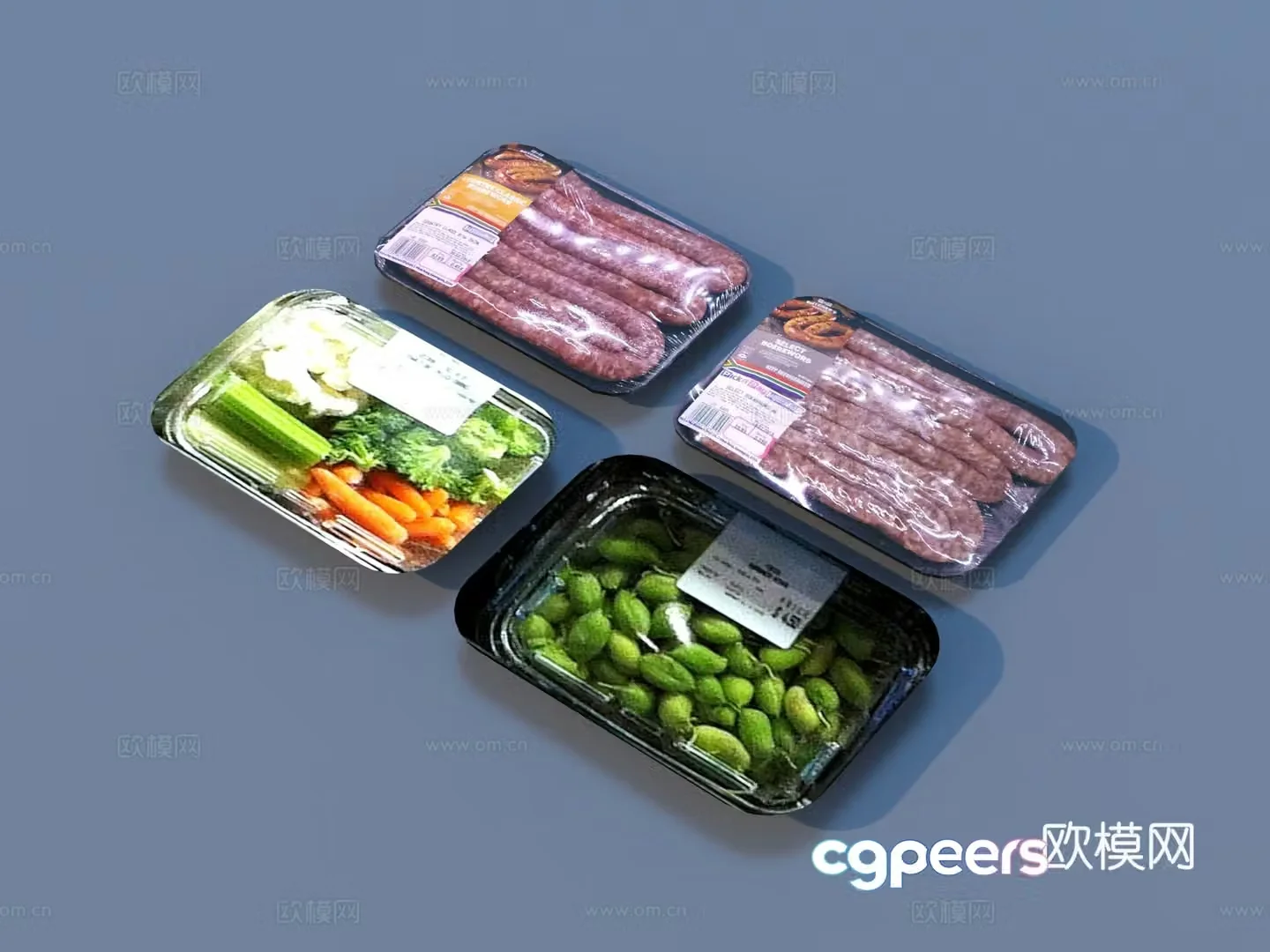 Meat fresh meat vegetables food 3d model