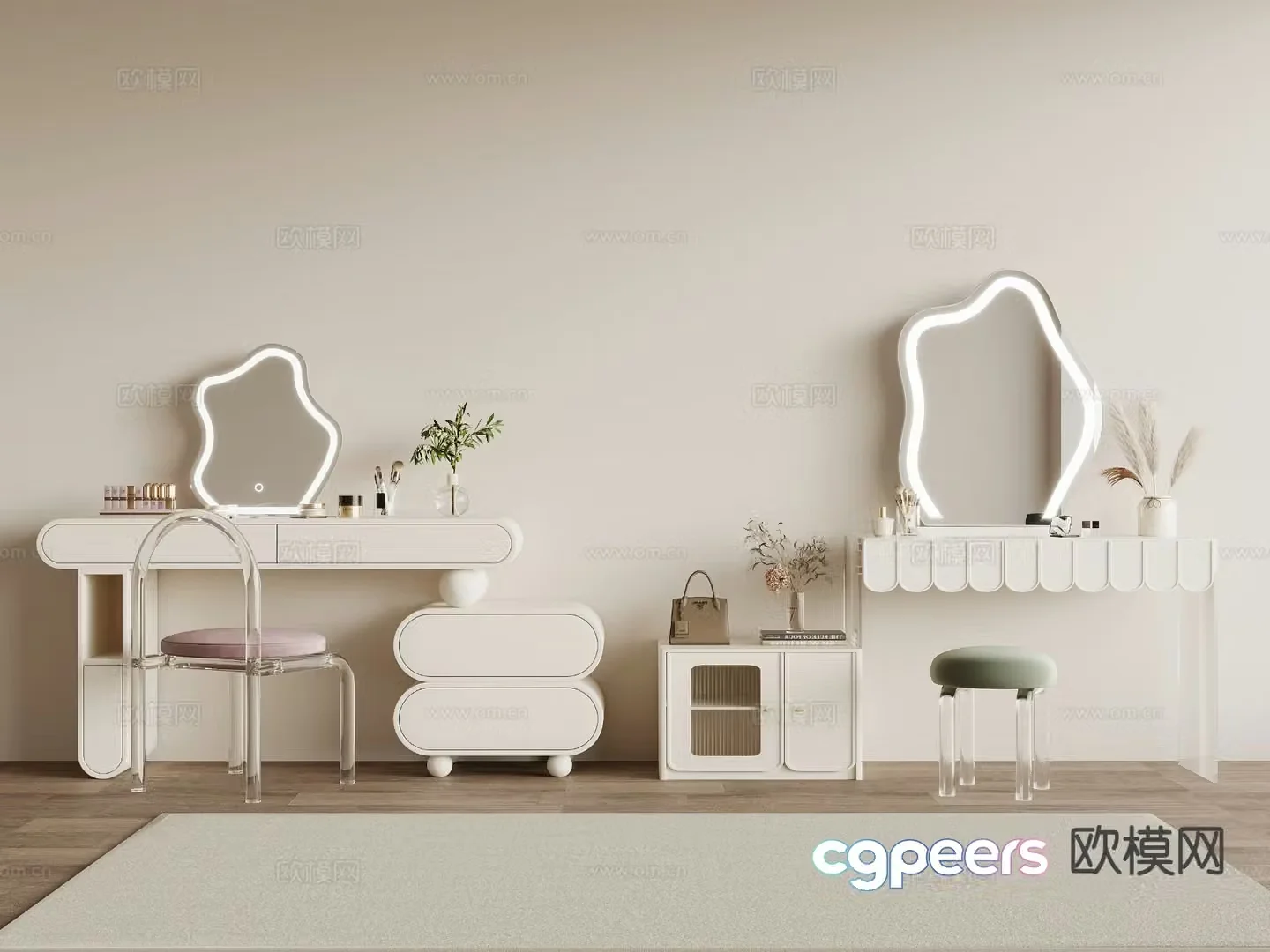 Cream style dresser 3d model