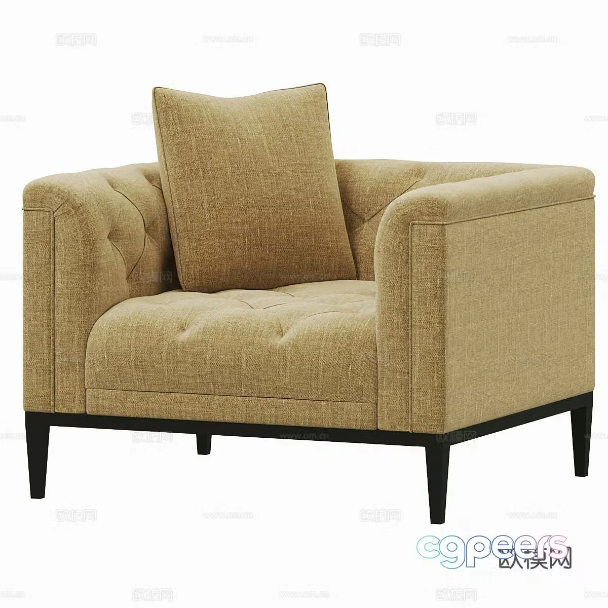 Fabric single sofa reception sofa casual sofa sofa chair lazy sofa yellow sofa 3d model