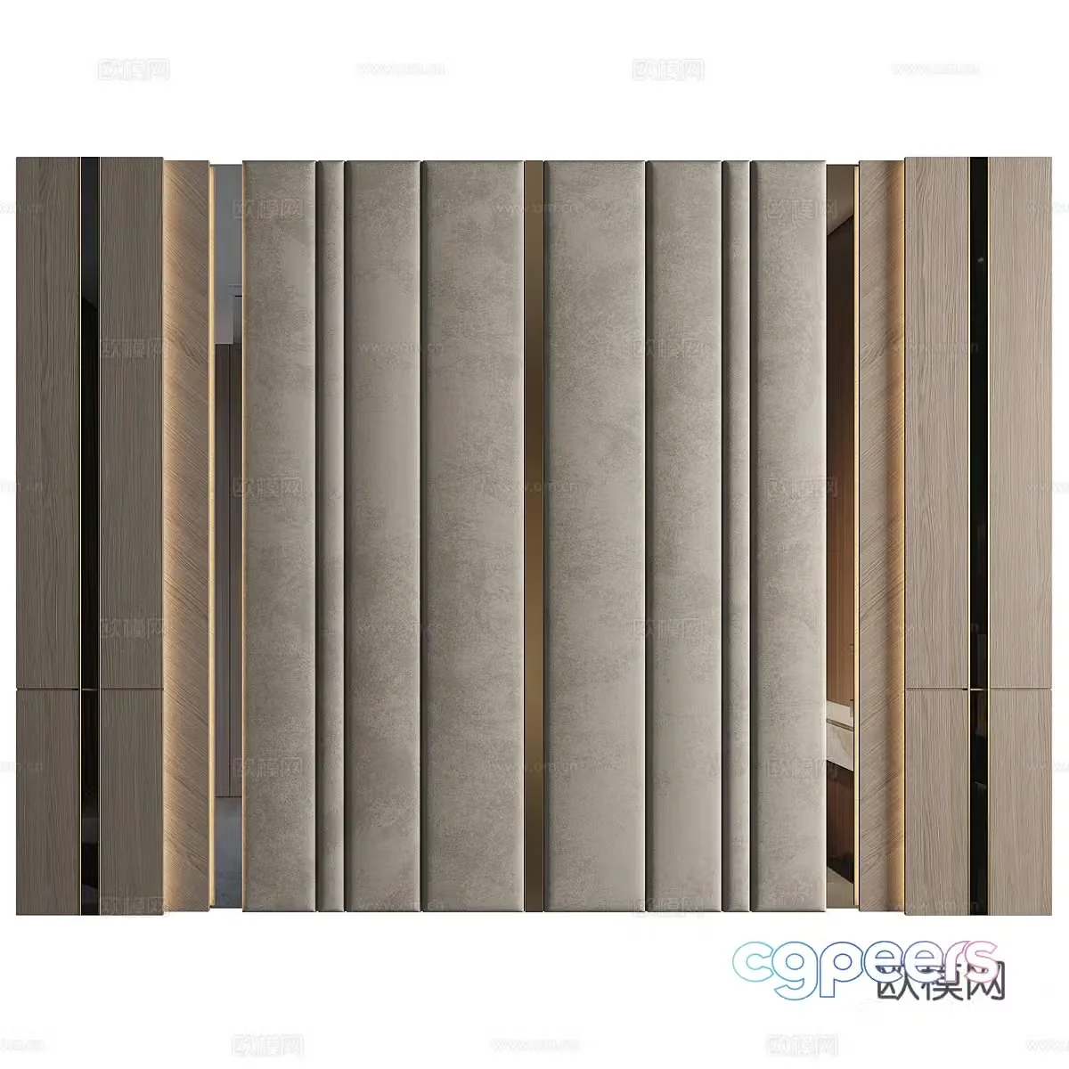 New Chinese style light luxury bedside background wall 3D model