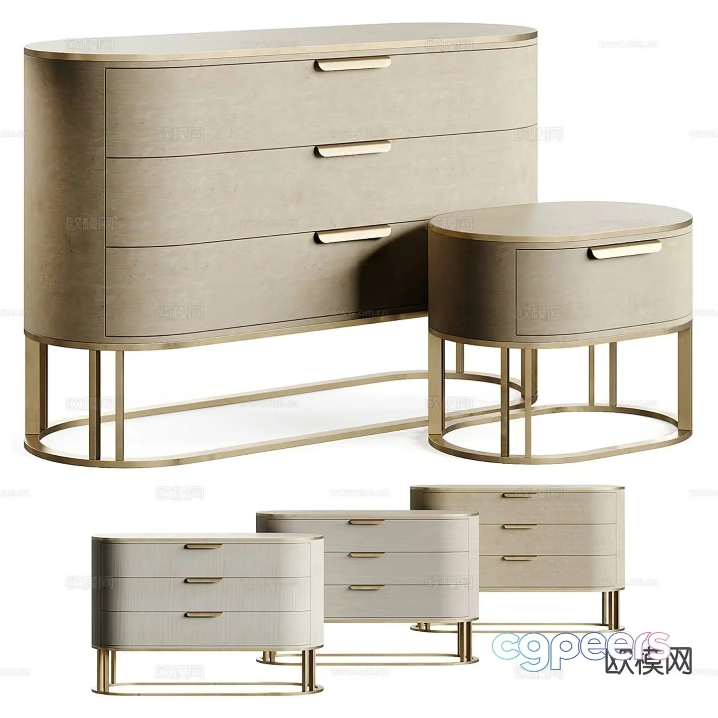 Frato simple European bedside table 3d model
